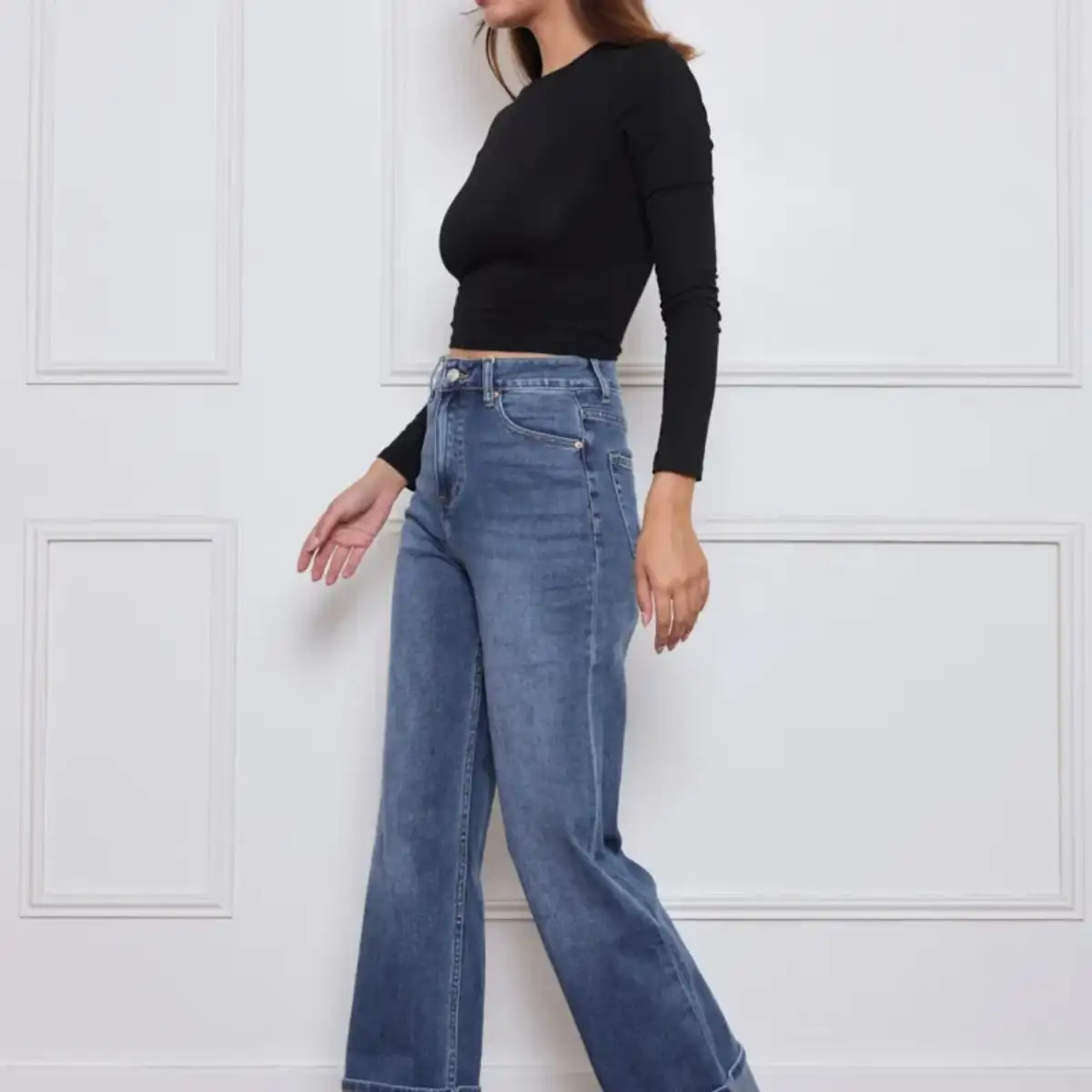 Jean Wide Leg retroussé  Blue
